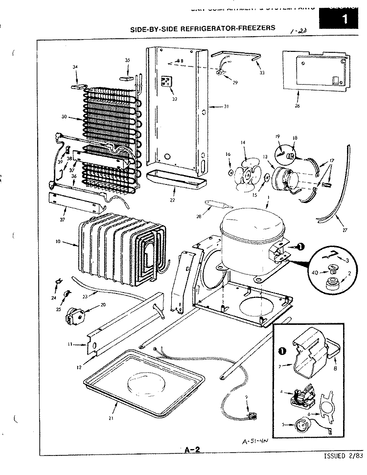 UNIT COMPARTMENT & SYSTEM Diagram and Parts List for RC22CA-3AI 3N79B Amana Refrigerator