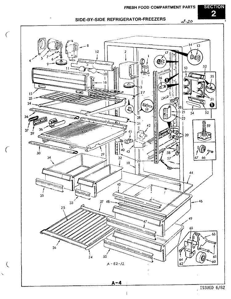 FRESH FOOD COMPARTMENT Diagram and Parts List for RC22CA-3AI 3N79B Amana Refrigerator