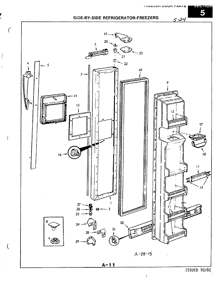 FREEZER DOOR Diagram and Parts List for RC22CA-3AI 3N79B Amana Refrigerator
