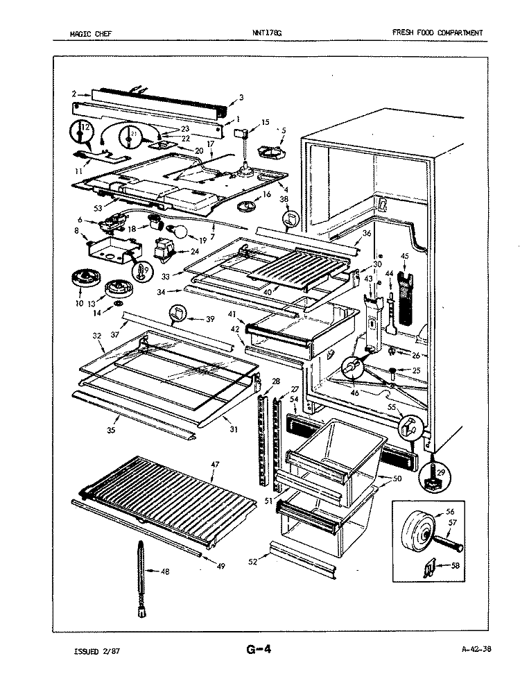 FRESH FOOD COMPARTMENT Diagram and Parts List for NNT178GA 5E63A Maytag Refrigerator