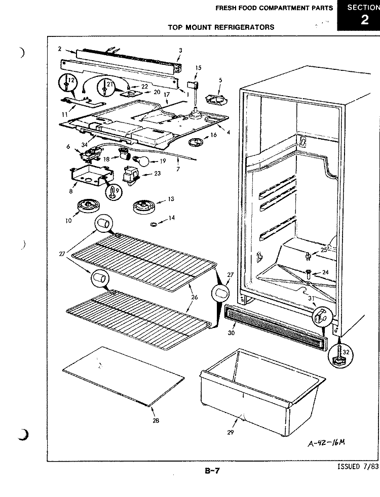 FRESH FOOD COMPARTMENT Diagram and Parts List for RB15CA-2AL 4D57A Magic Chef Refrigerator