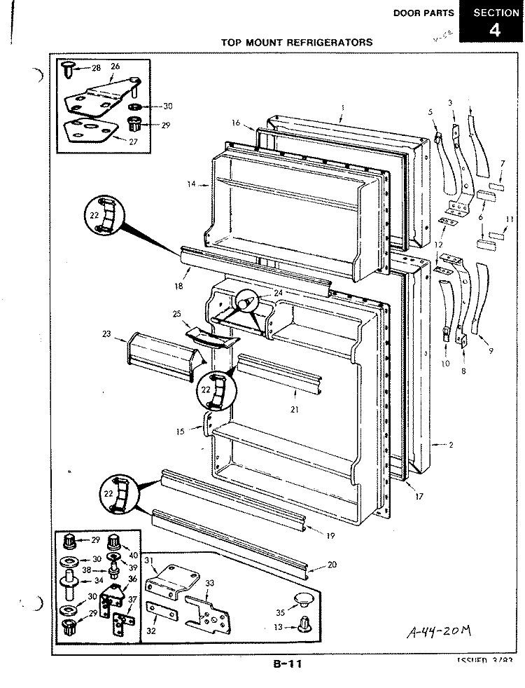DOOR PARTS Diagram and Parts List for RB15CA-2AL 4D57A Magic Chef Refrigerator
