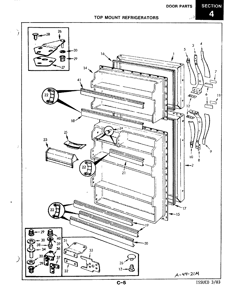 DOOR PARTS Diagram and Parts List for RB17CA-1A 4A74B Magic Chef Refrigerator