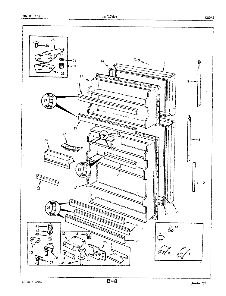 DOORS Diagram and Parts List for NNT176DVA 5A52A Crosley Refrigerator