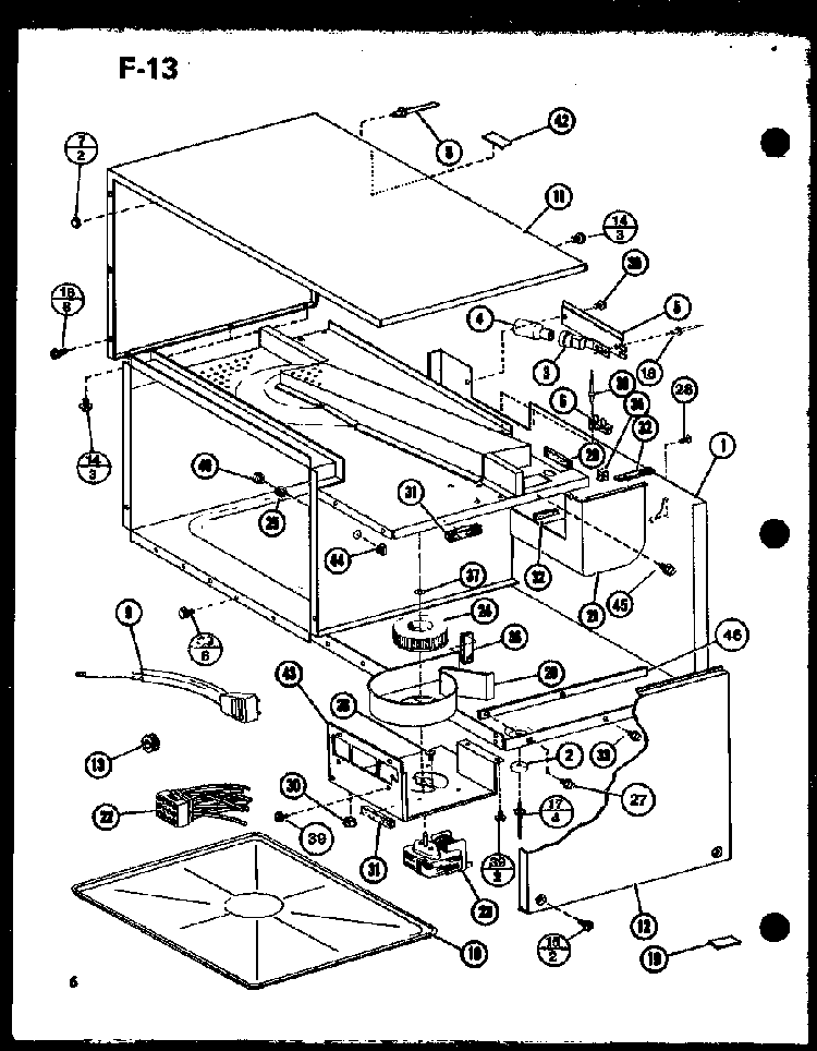 Blower/wiring Harness Diagram and Parts List for RR-1110 P76052-1M Amana Microwave