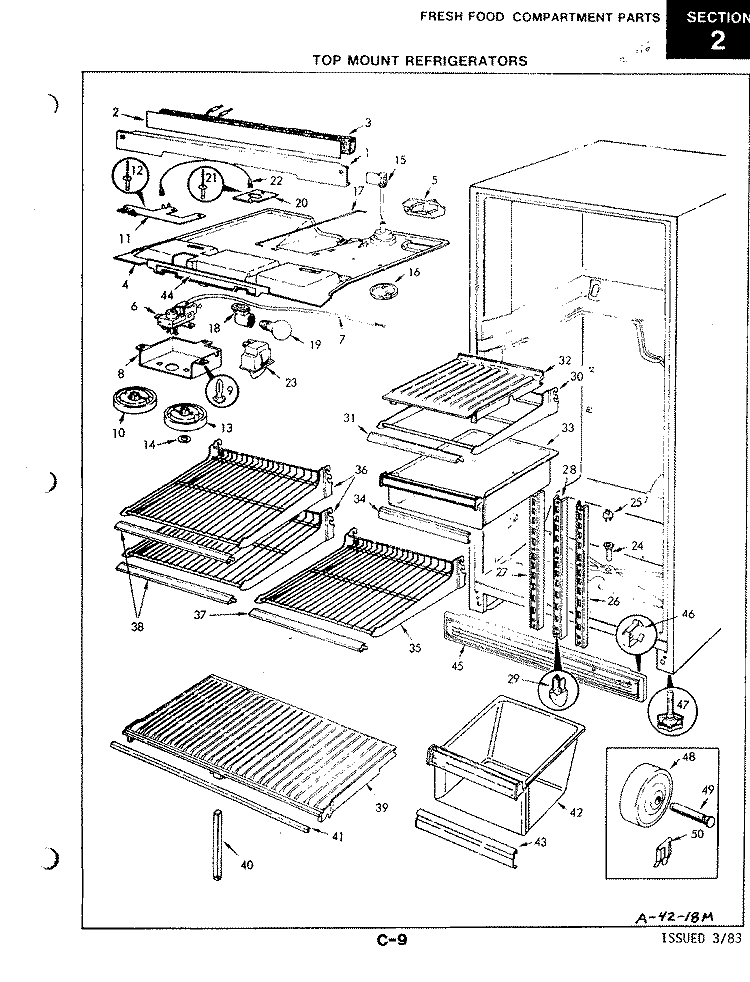 FRESH FOOD COMPARTMENT Diagram and Parts List for RB17CA-2A 4A75B Magic Chef Refrigerator