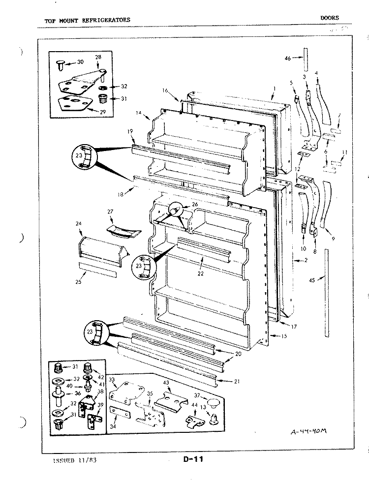 DOORS Diagram and Parts List for RB17CA-3A 4D41A Magic Chef Refrigerator
