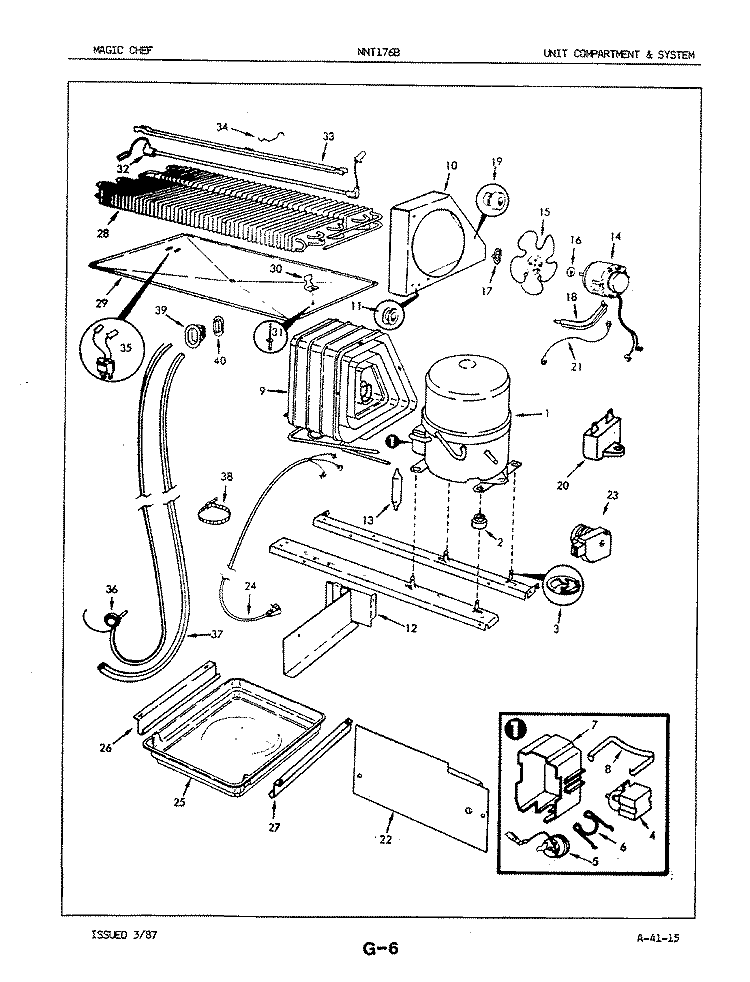UNIT COMPARTMENT & SYSTEM Diagram and Parts List for NNT176B 7D55A Maytag Refrigerator