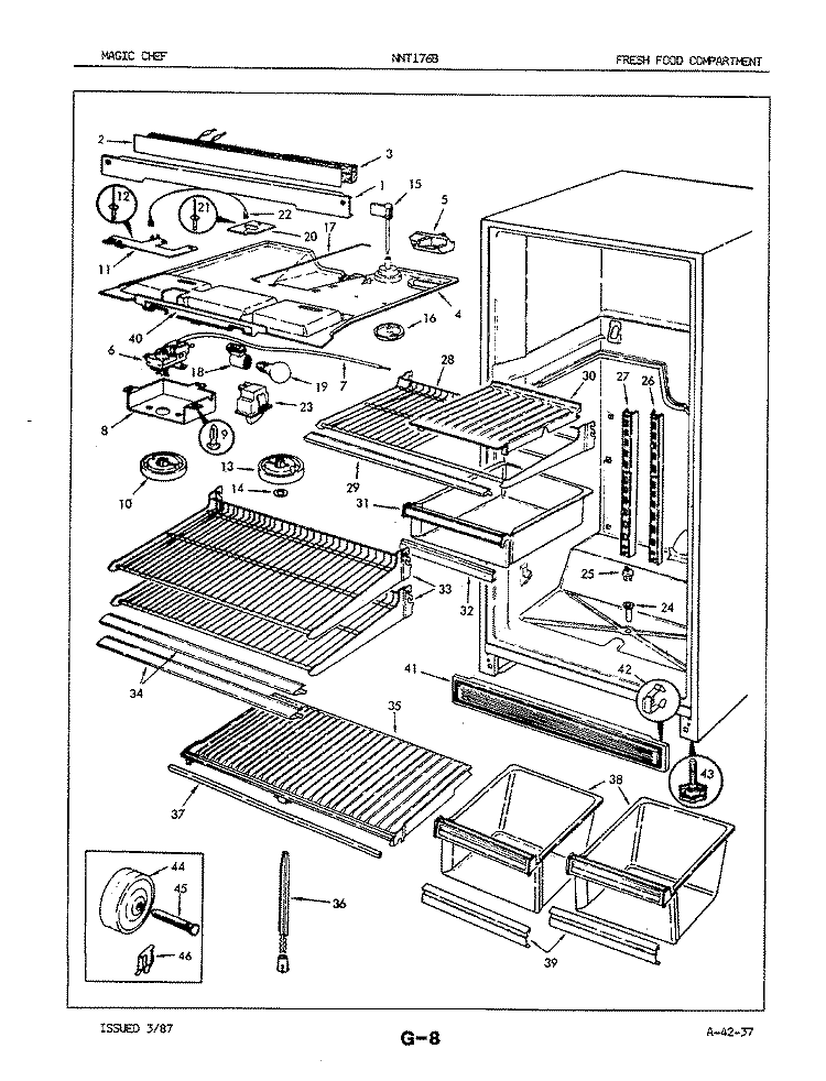 FRESH FOOD COMPARTMENT Diagram and Parts List for NNT176BA 7D55A Maytag Refrigerator