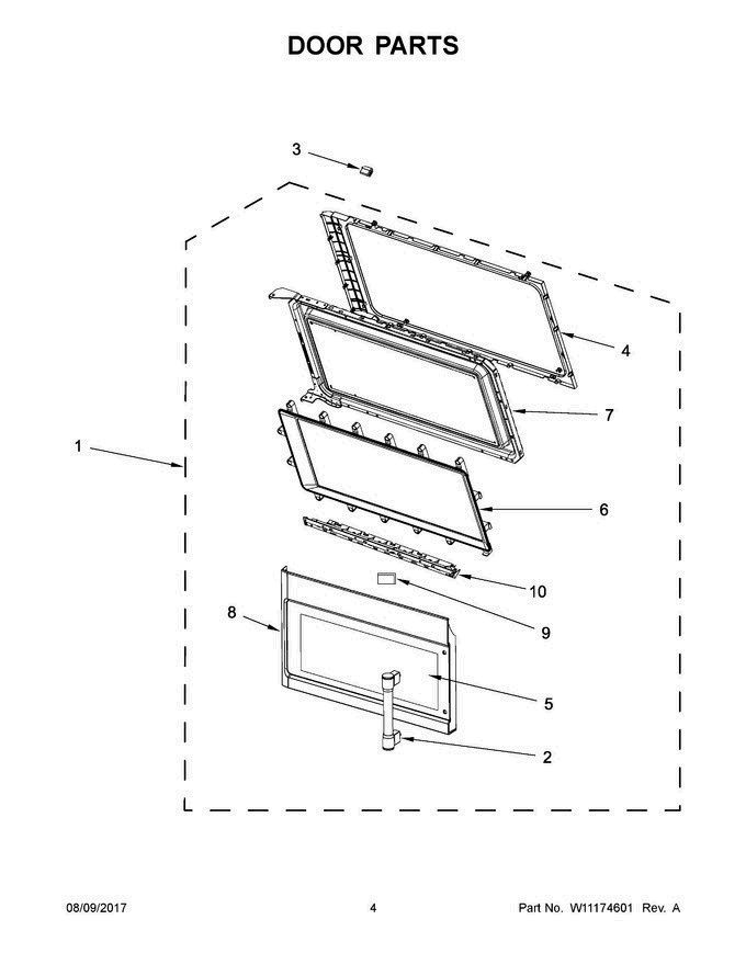 03 - Door Parts Diagram and Parts List for MMV5220FB1  Maytag Microwave Oven Combo