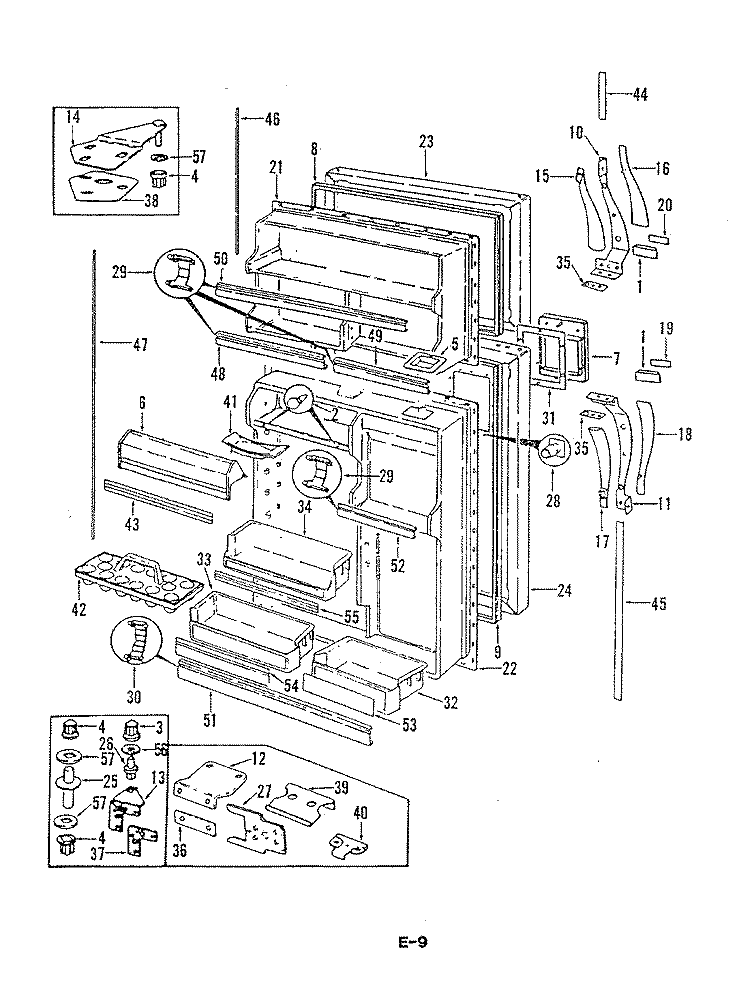 FRESH FOOD & FREEZER DOOR Diagram and Parts List for CRB21EN-3A 5D65A Crosley Refrigerator