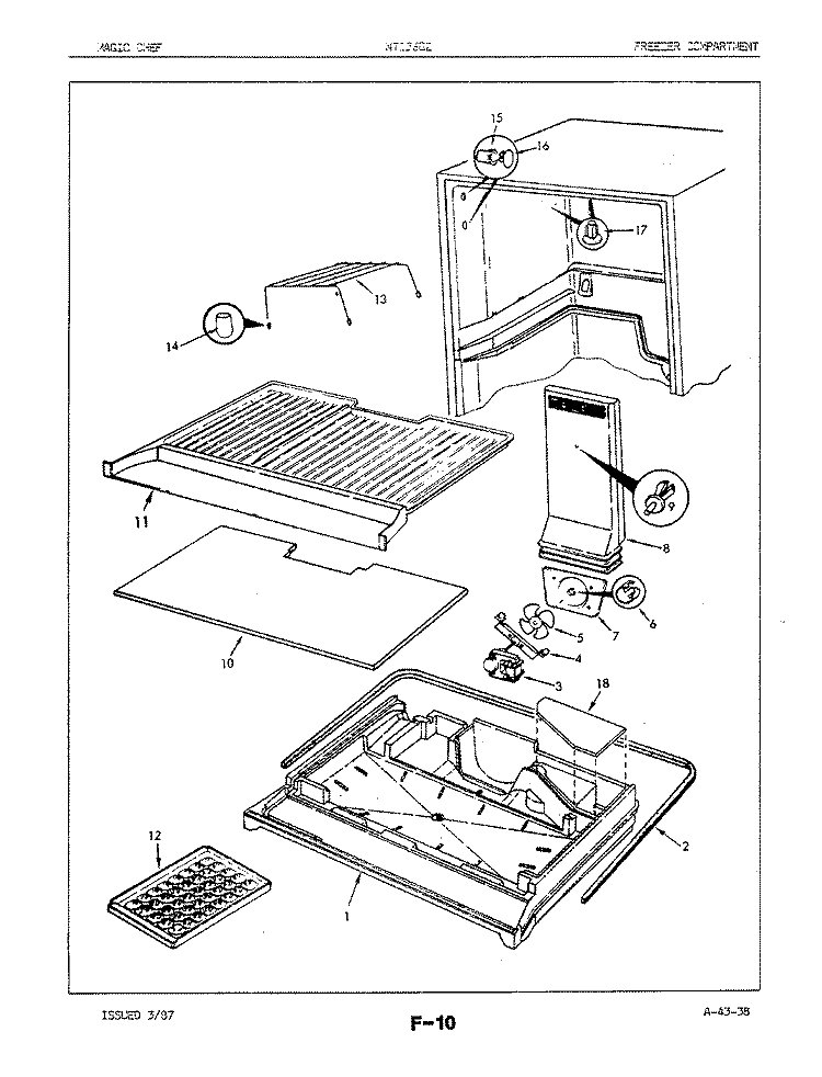 FREEZER COMPARTMENT Diagram and Parts List for NNT156GH 5E61A Maytag Refrigerator