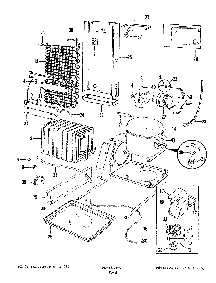 UNIT COMPARTMENT & SYSTEM Diagram and Parts List for RC24CN-3AW 4M47B Magic Chef Refrigerator