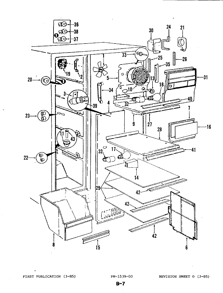 FREEZER COMPARTMENT Diagram and Parts List for RC24CN-3AW 4M47B Magic Chef Refrigerator
