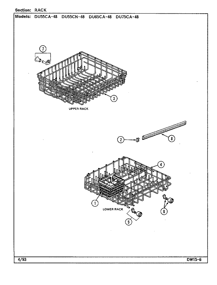 RACK (DU55CA / CN - 48 & DU65CA - 48) Diagram and Parts List for DU55CA-48  Magic Chef Dishwasher
