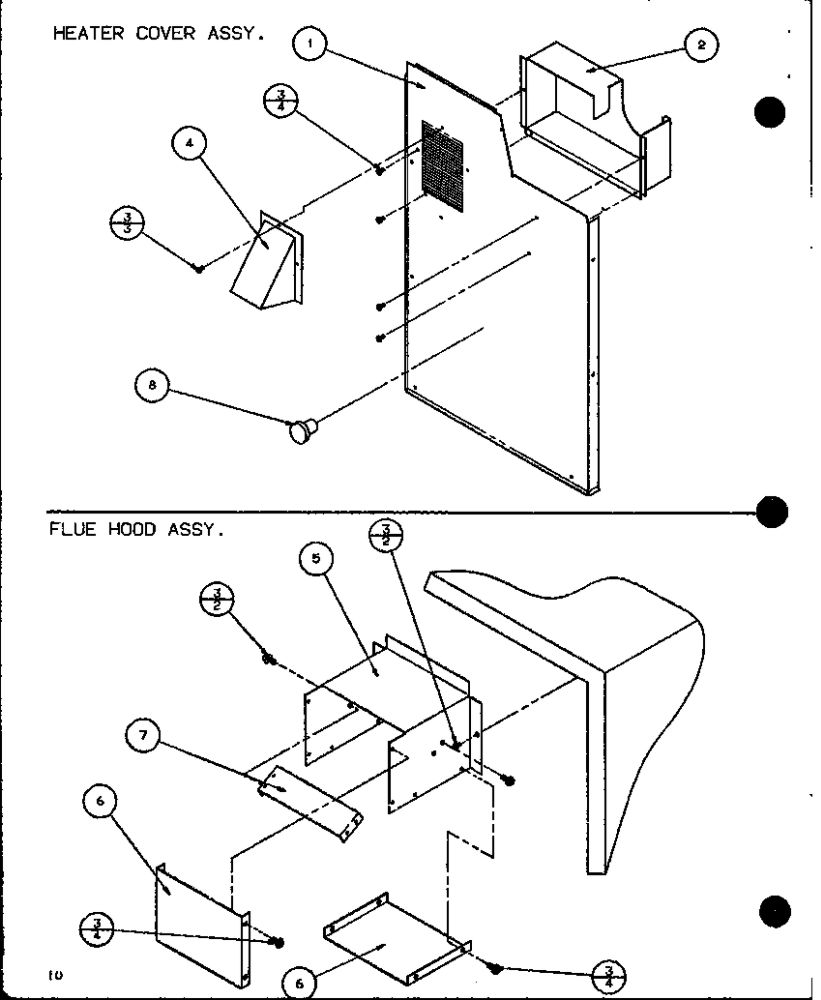 Heater Cover Assembly/Flue Hood Assembly Diagram and Parts List for FADM3A P9851002C Amana Air Conditioner