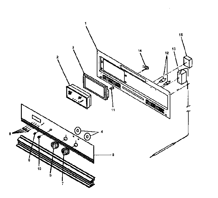 Control Panel Diagram and Parts List for AO27SEW1 P1132340NW Amana Range