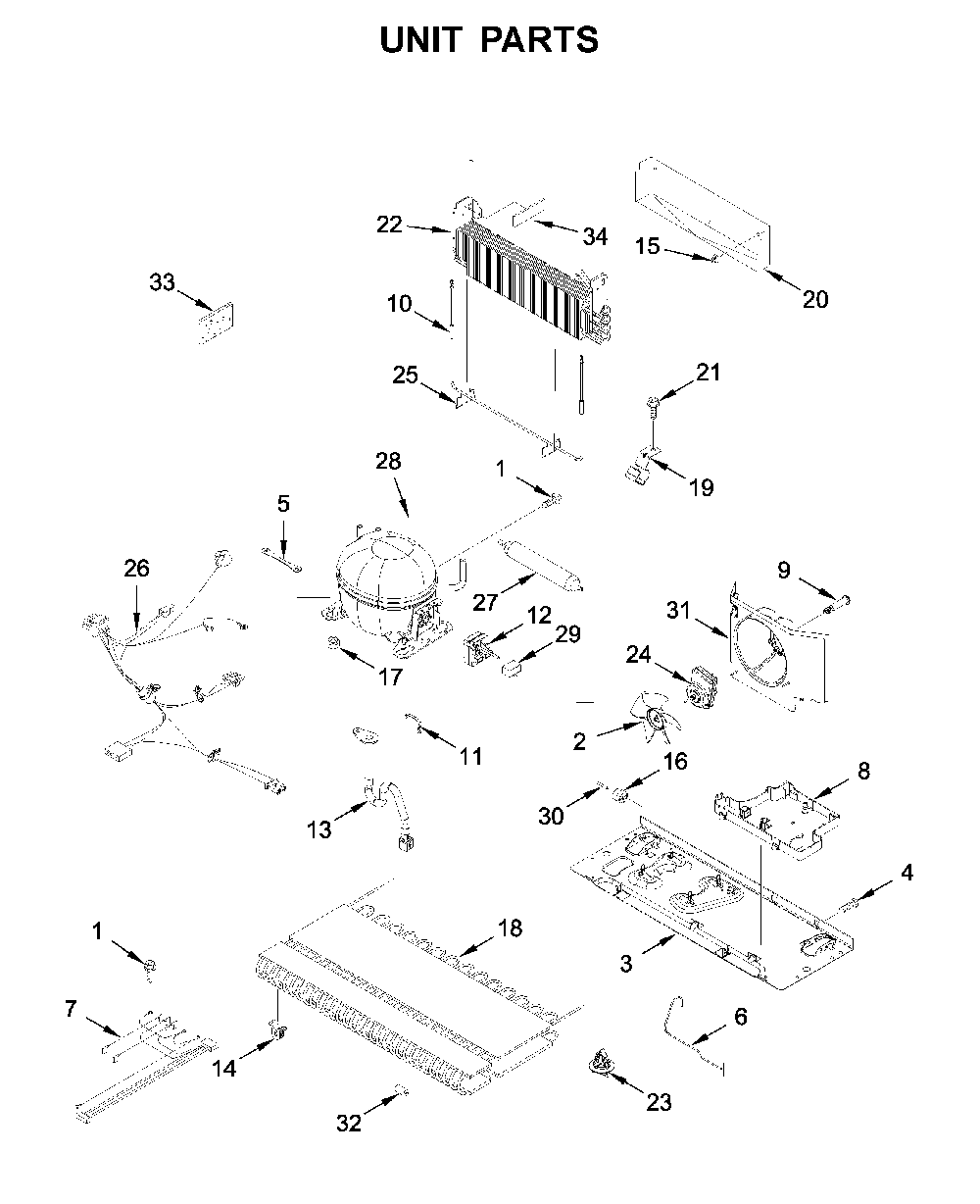 Unit Parts Diagram and Parts List for 59679343511  Kenmore Refrigerator