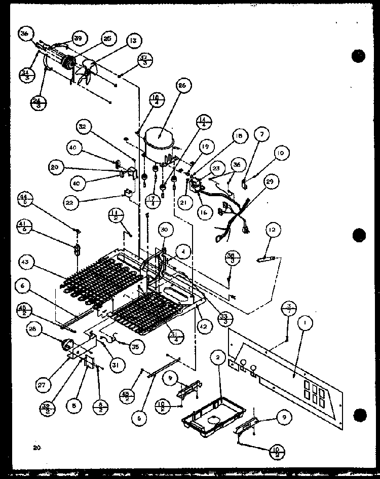 Machine Compartment Diagram and Parts List for SBD20K-P1102508W  Amana Refrigerator