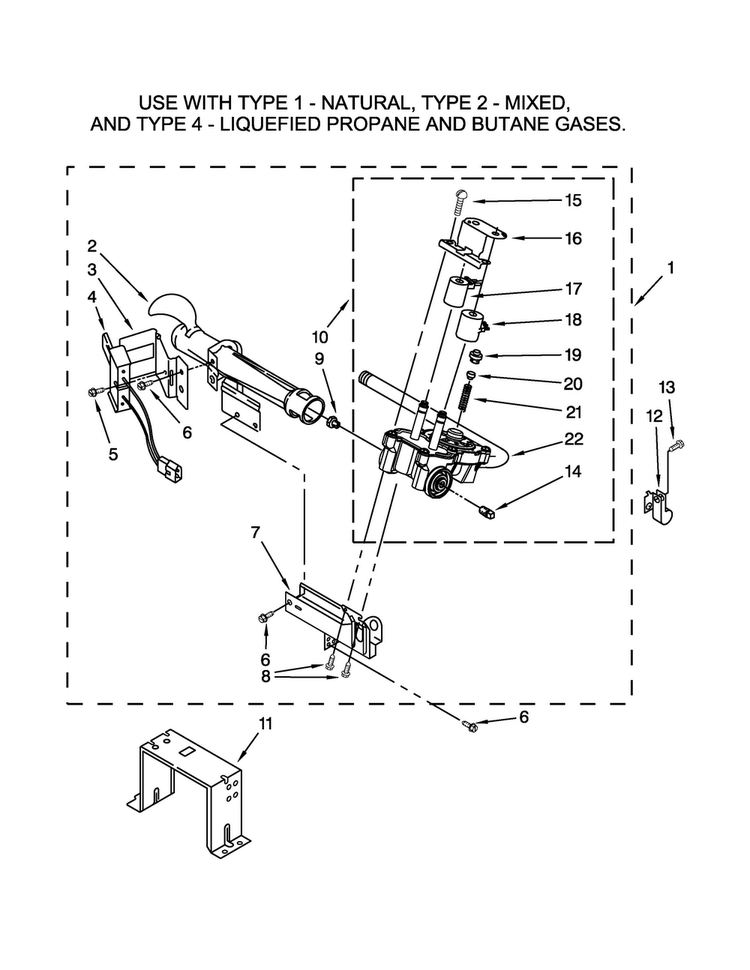 Burner Assembly Diagram and Parts List for MLE20PDCGW0  Maytag Washer Dryer Combo