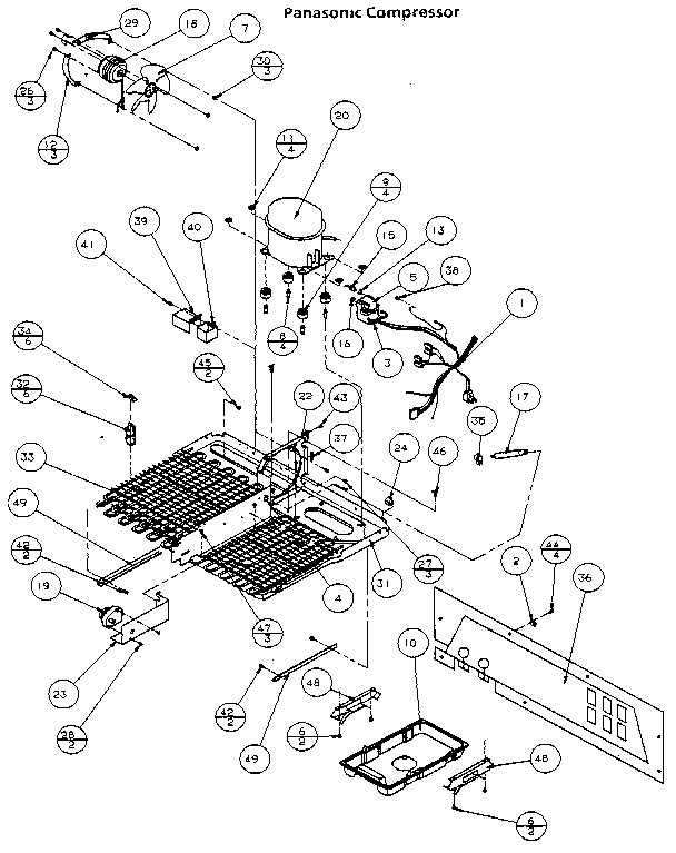 Unit Parts Panasonic Compressor Diagram and Parts List for 85978-P1117003W  Amana Refrigerator