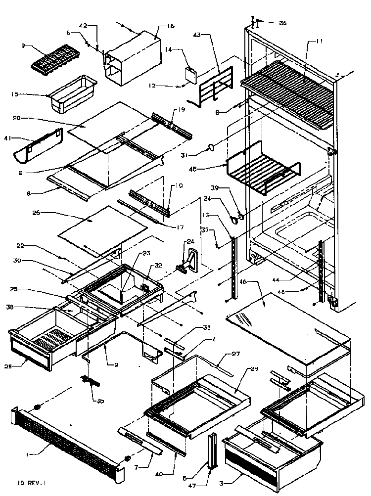 Shelving And Interior Diagram and Parts List for 85165-P1117113WE  Amana Refrigerator