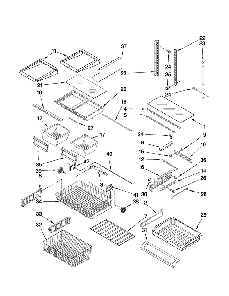 Shelf Parts Diagram and Parts List for JBL2088WEM1  Jenn-Air Refrigerator