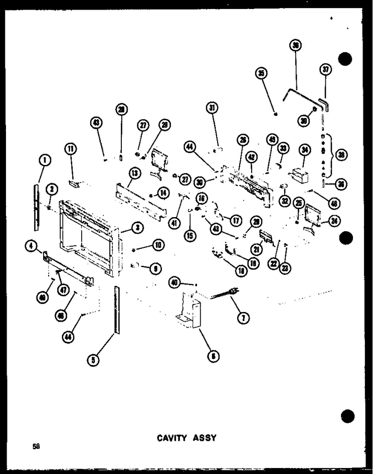 Cavity Assy Diagram and Parts List for SRI19C-P73320-54W  Amana Refrigerator