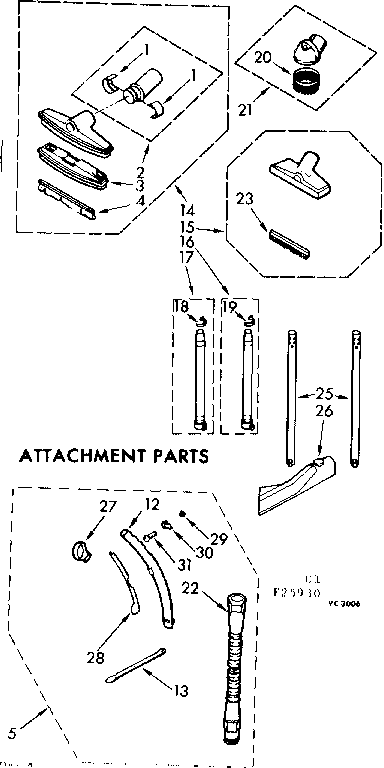 Attachment Parts Diagram and Parts List for 11625930  Kenmore Canister Vacuum
