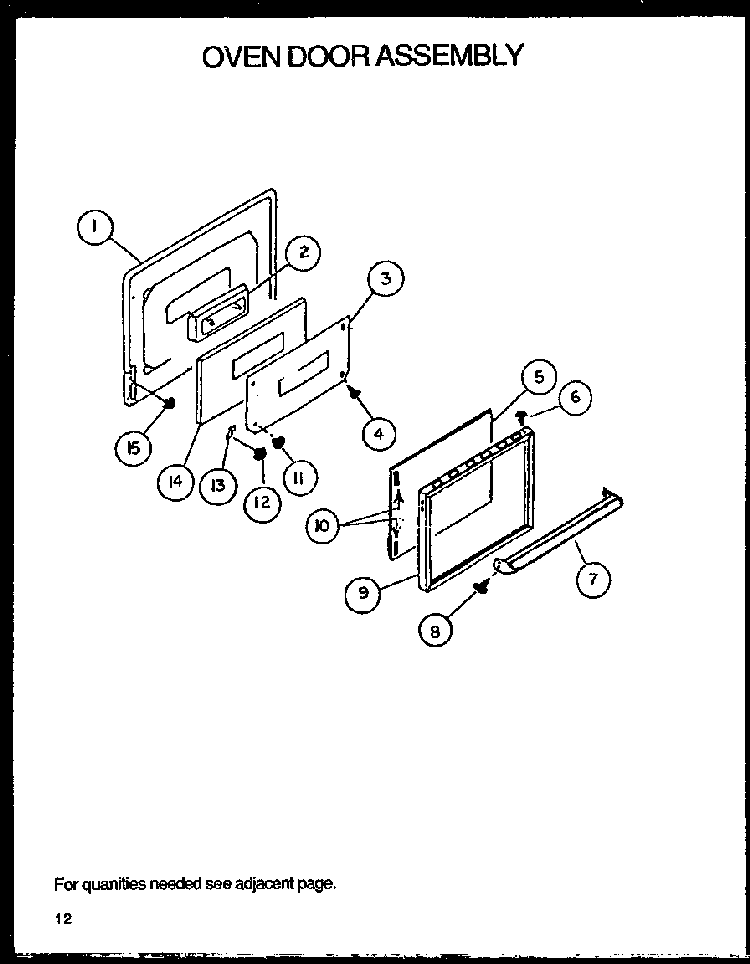 Oven Door Assembly Diagram and Parts List for SBK26FS5 P1142148NL Amana Range