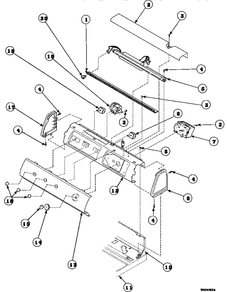 Graphic Panel, Control Mounting Plate And Controls Diagram and Parts List for CW8413W2-PCW8413W2  Crosley Washer