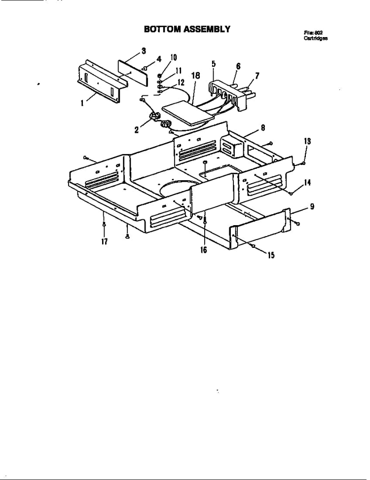 Bottom Assembly Diagram and Parts List for A135-F  Jenn-Air Range