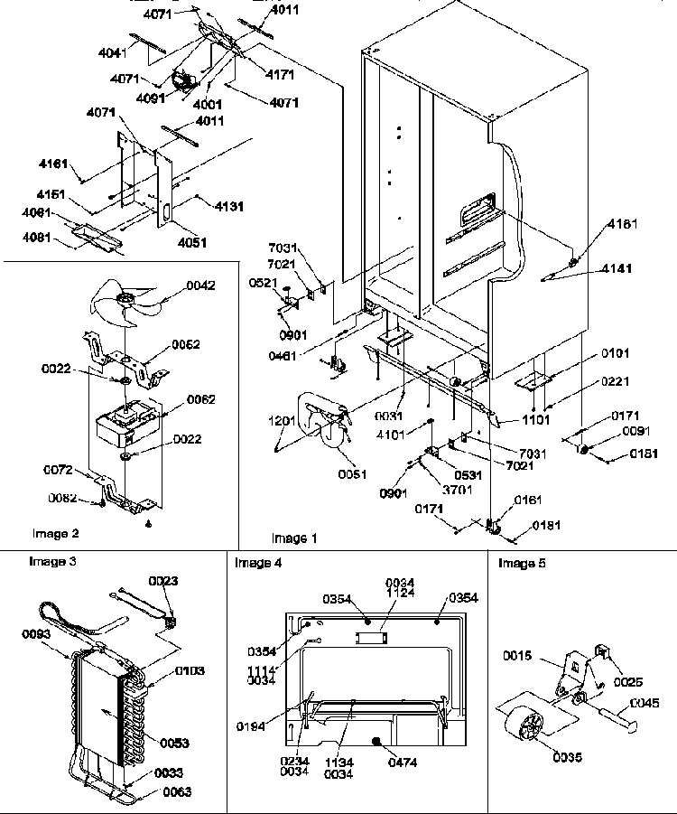 Drain System, Rollers, And Evaporator Assy Diagram and Parts List for SRD25TPSE-P1190310WE  Amana Refrigerator