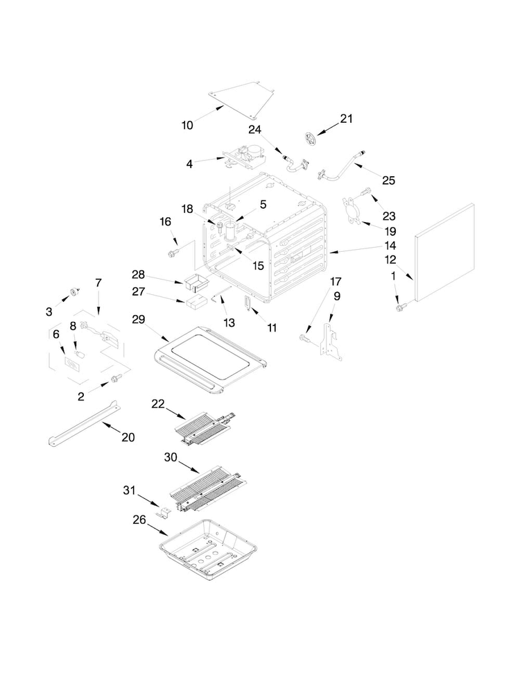 30" Oven Parts Diagram and Parts List for JLRP548WP00  Jenn-Air Range