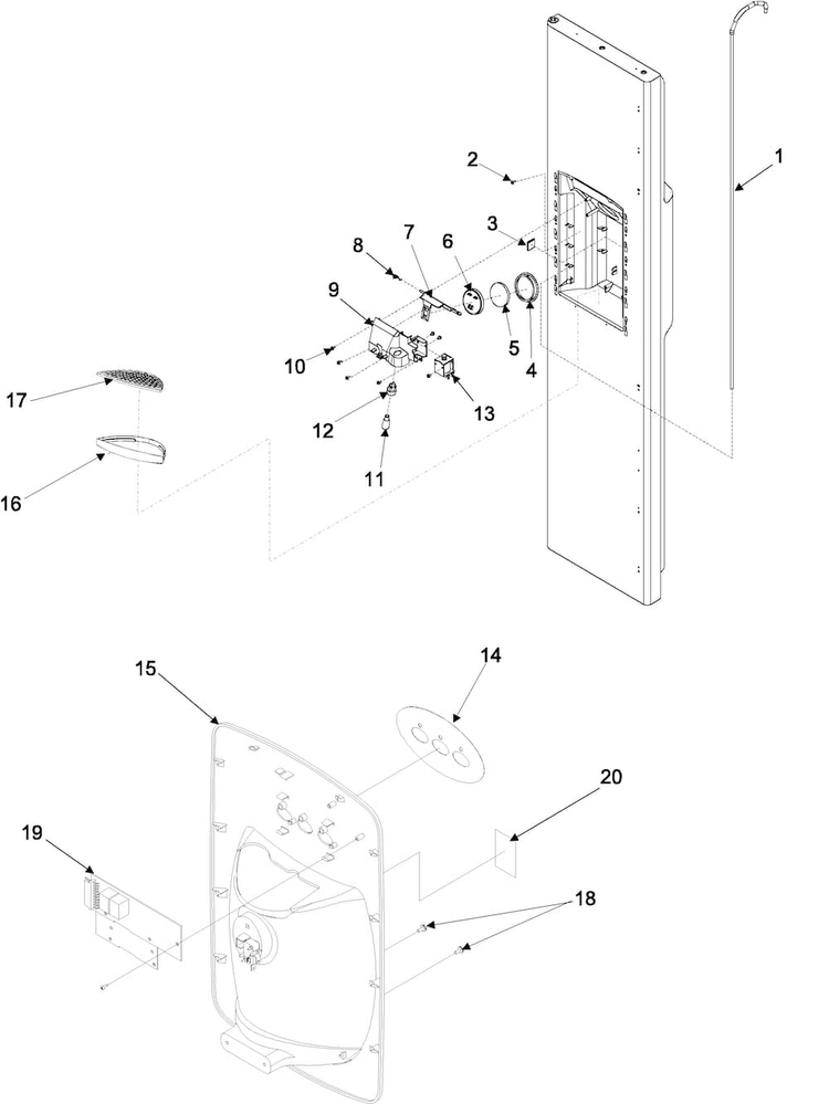 Fz Door And Facade Diagram and Parts List for ARS2661BC-PARS2661BB0  Amana Refrigerator