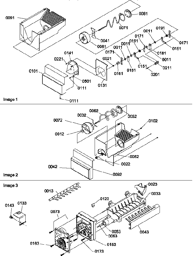 Ice Bucket Auger And Ice Maker Parts Diagram and Parts List for SQD25VW-P1190430WW  Amana Refrigerator