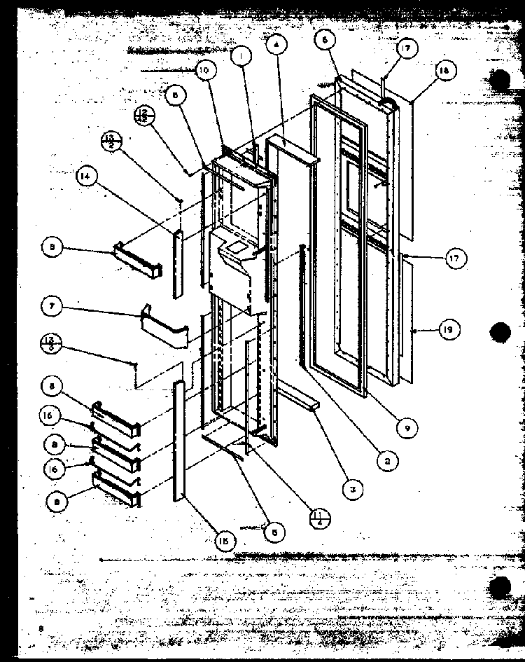 Freezer Door Diagram and Parts List for SBD20MW-P1120201WW  Amana Refrigerator