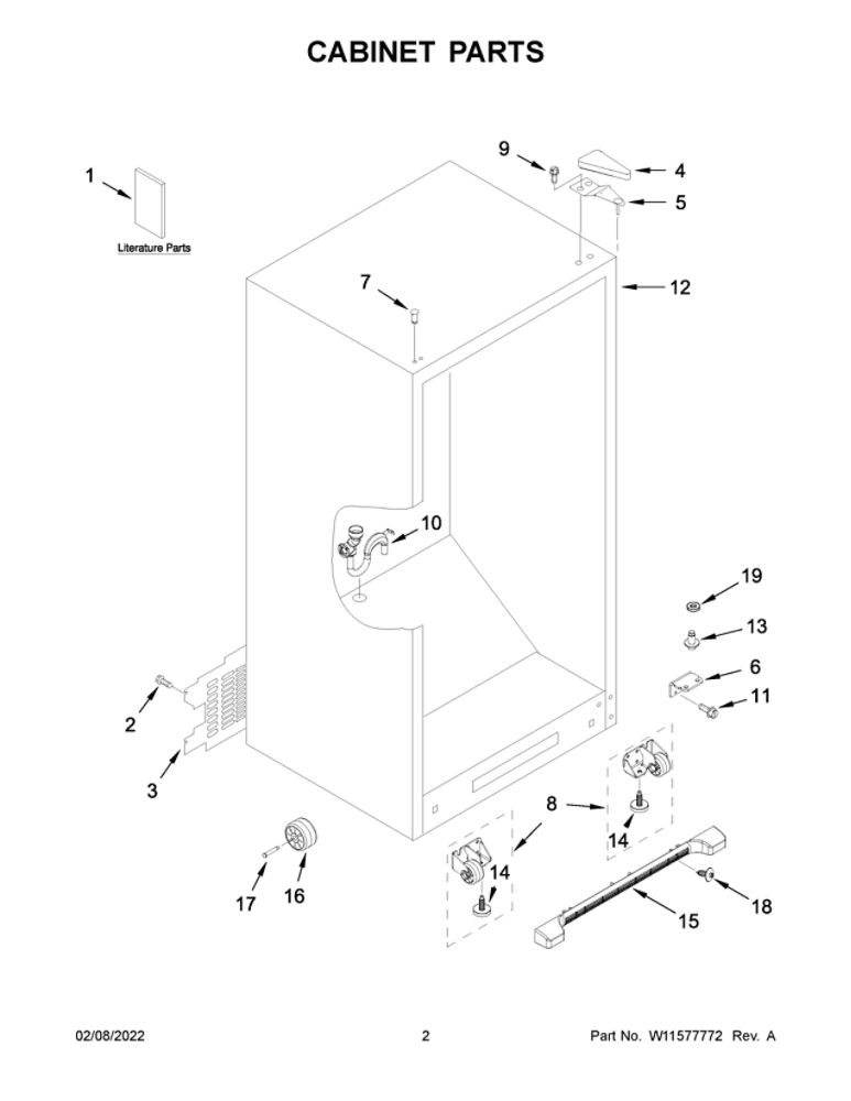 Cabinet Parts Diagram and Parts List for MZF34X18FW06  Maytag Freezer