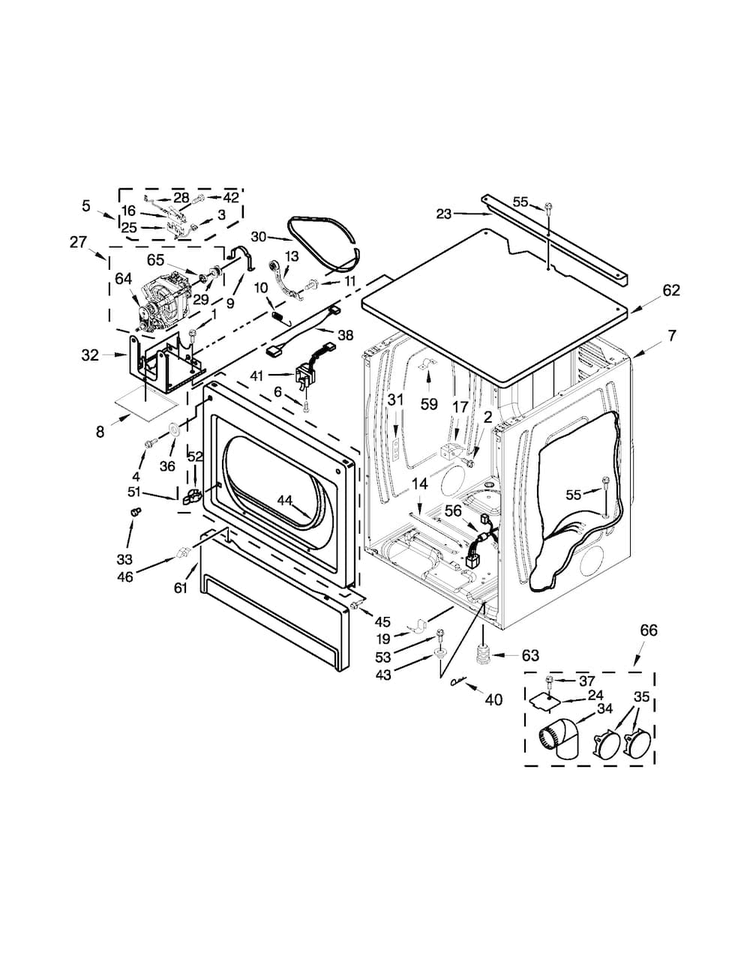 Upper Cabinet And Front Panel Parts Diagram and Parts List for MLE24PRAYW2  Maytag Dryer