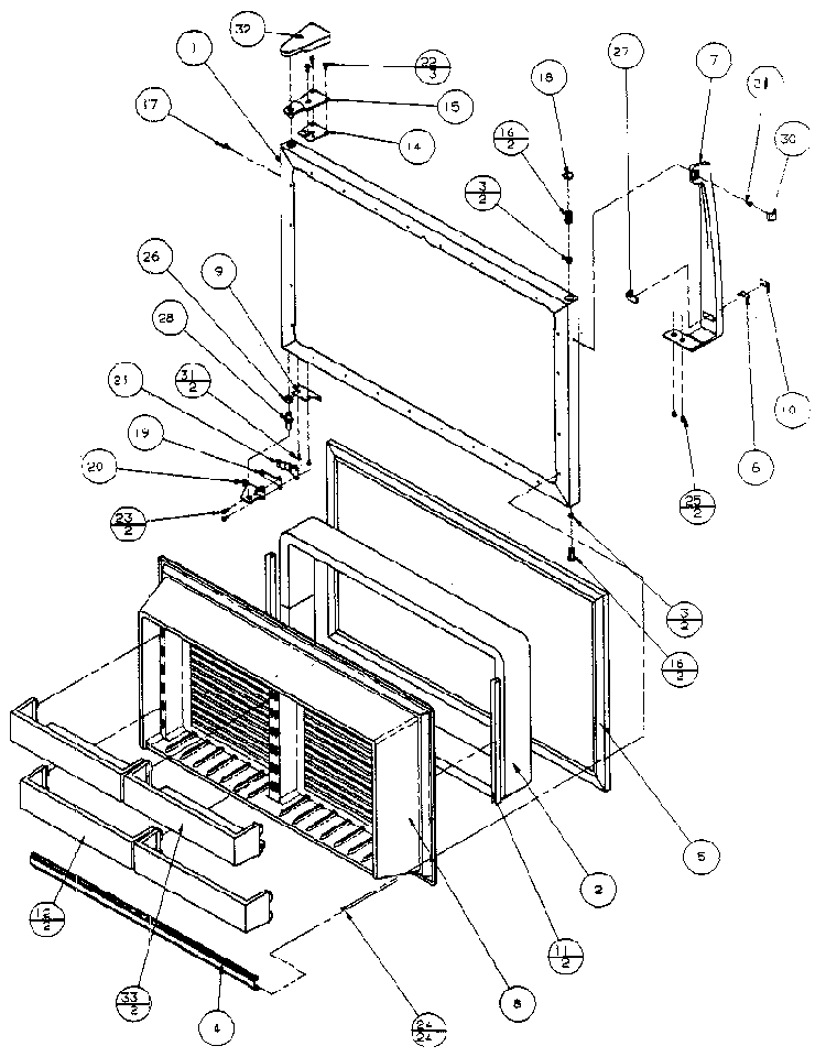 Freezer Door Diagram and Parts List for 85861-P1117302W  Amana Refrigerator