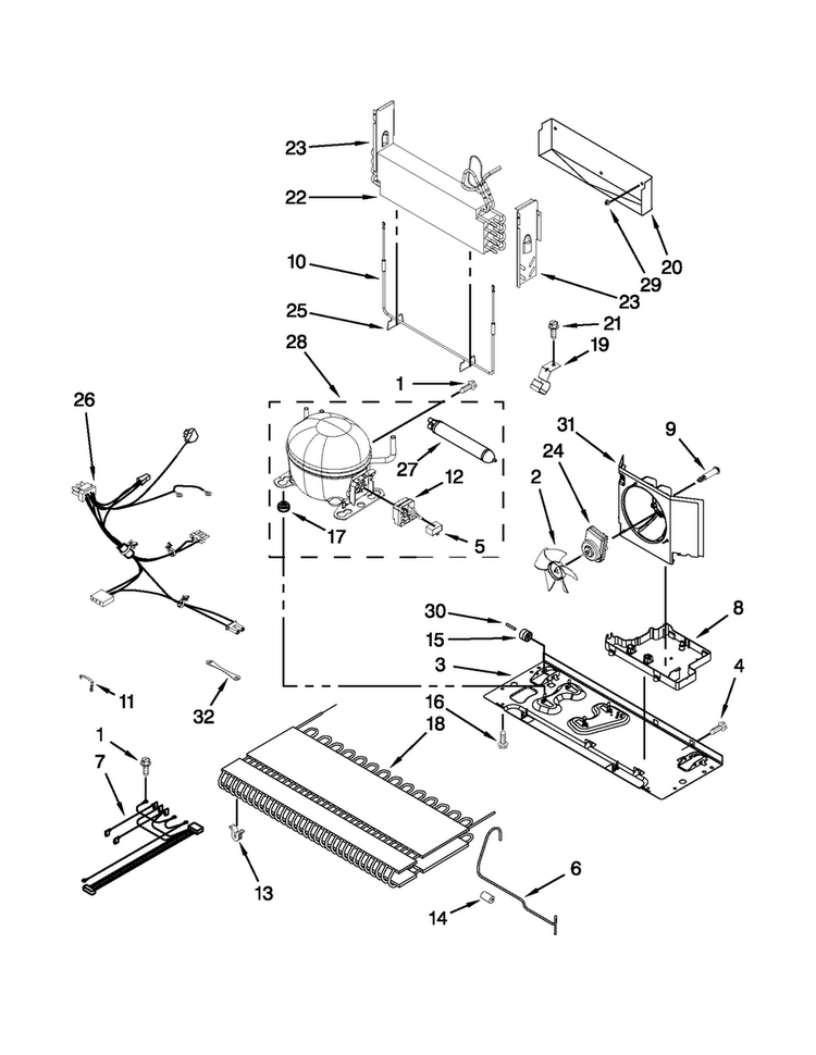 Unit Parts Diagram and Parts List for MFF2558VEW7  Maytag Refrigerator