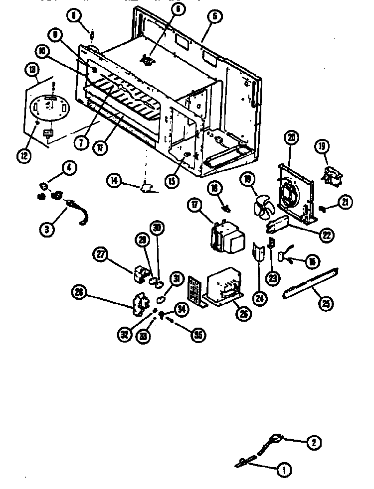 Cavity Assy Diagram and Parts List for MWT4661W P1140322N Amana Microwave