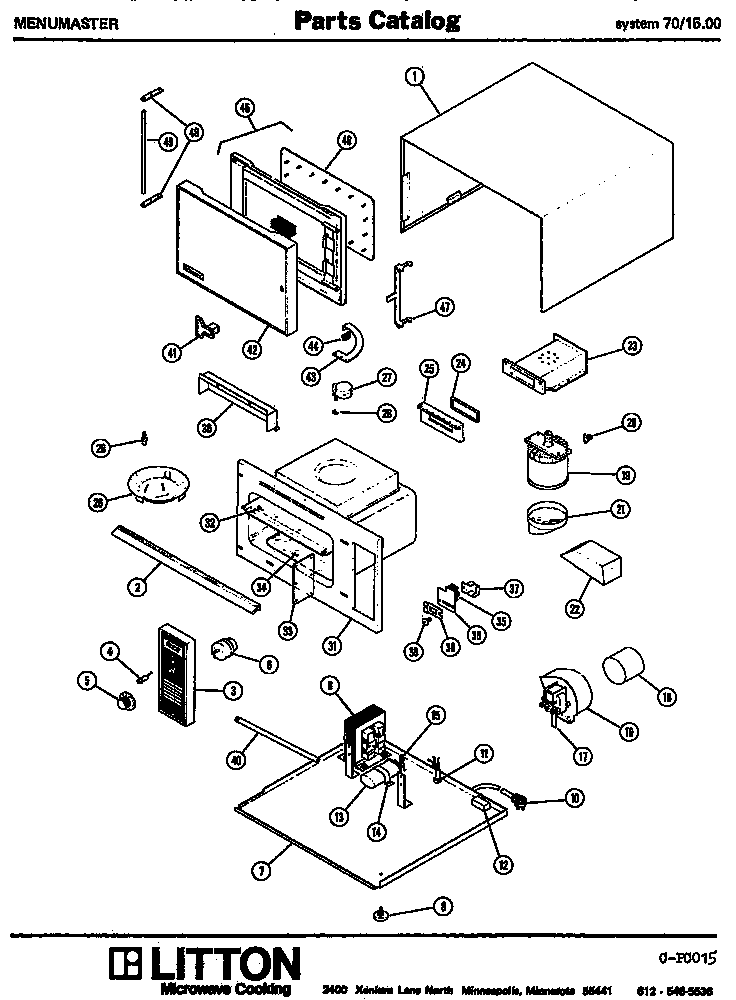Replacement Parts Diagram and Parts List for 70 1500 Amana Microwave