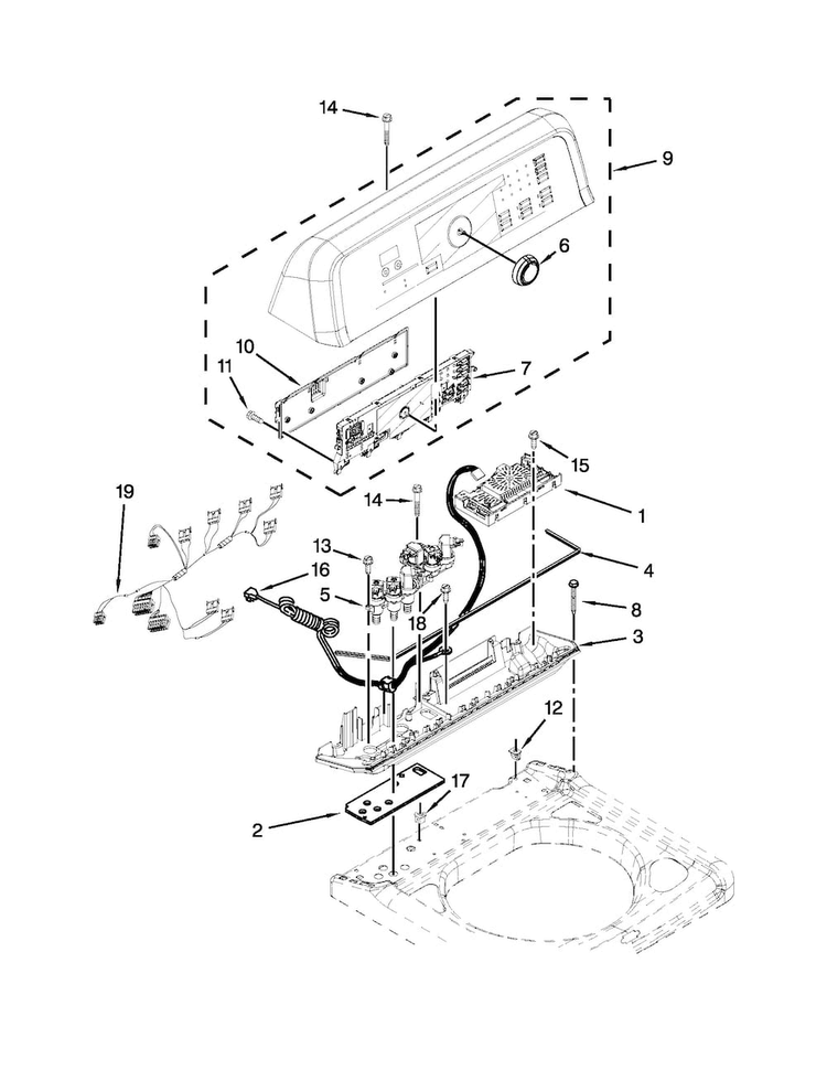 Control Panel Parts Diagram and Parts List for MVWB880BW0  Maytag Washer