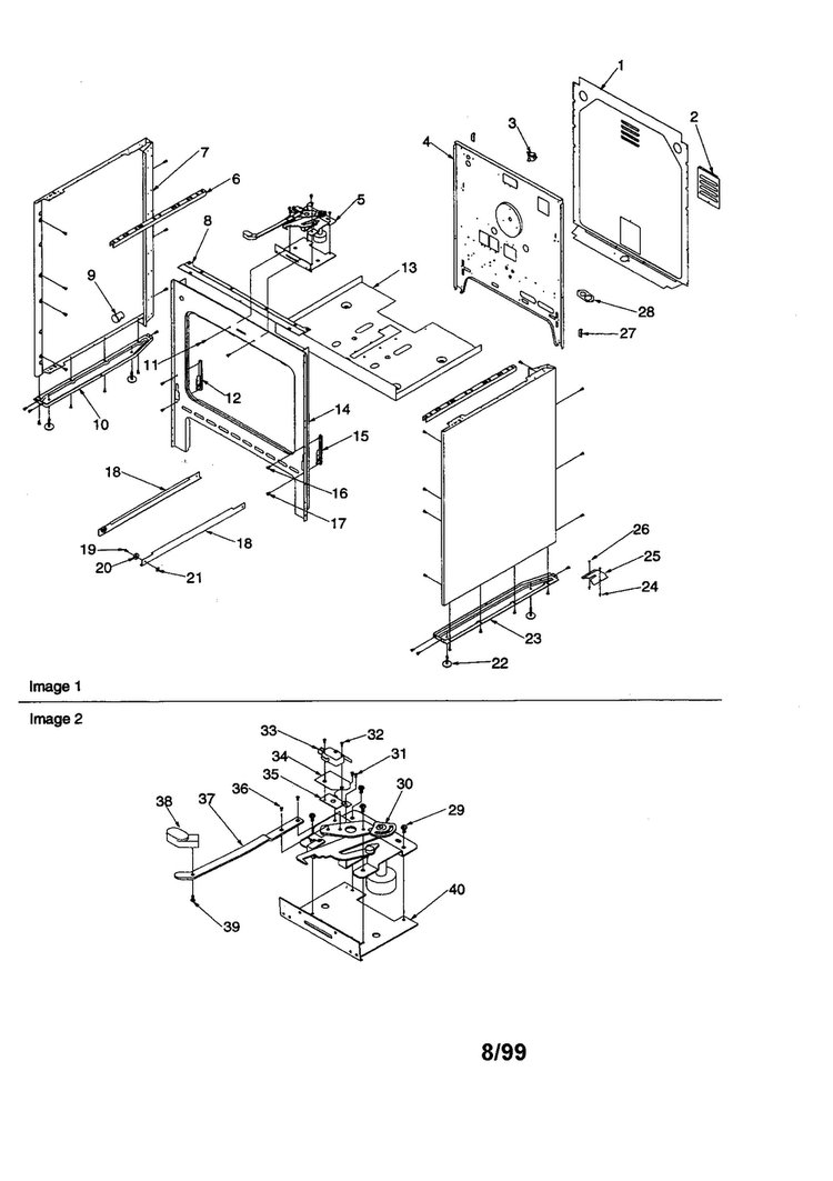 Cabinet Diagram and Parts List for ARTC7003W P1143659NW Amana Range