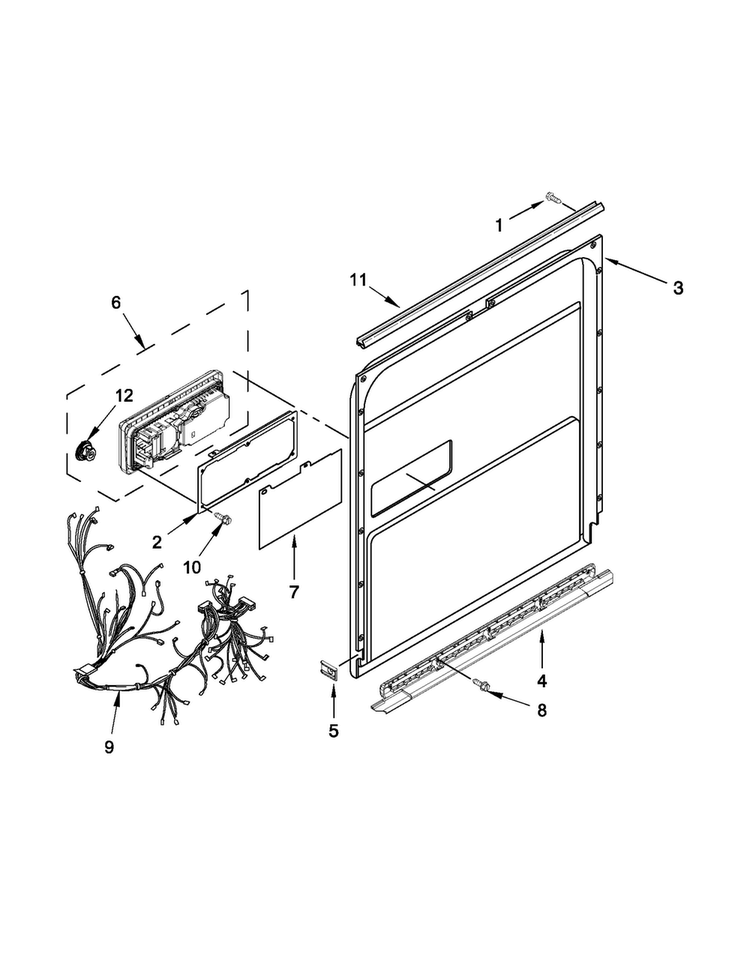 Inner Door Parts Diagram and Parts List for MDB7760SAS1  Maytag Dishwasher