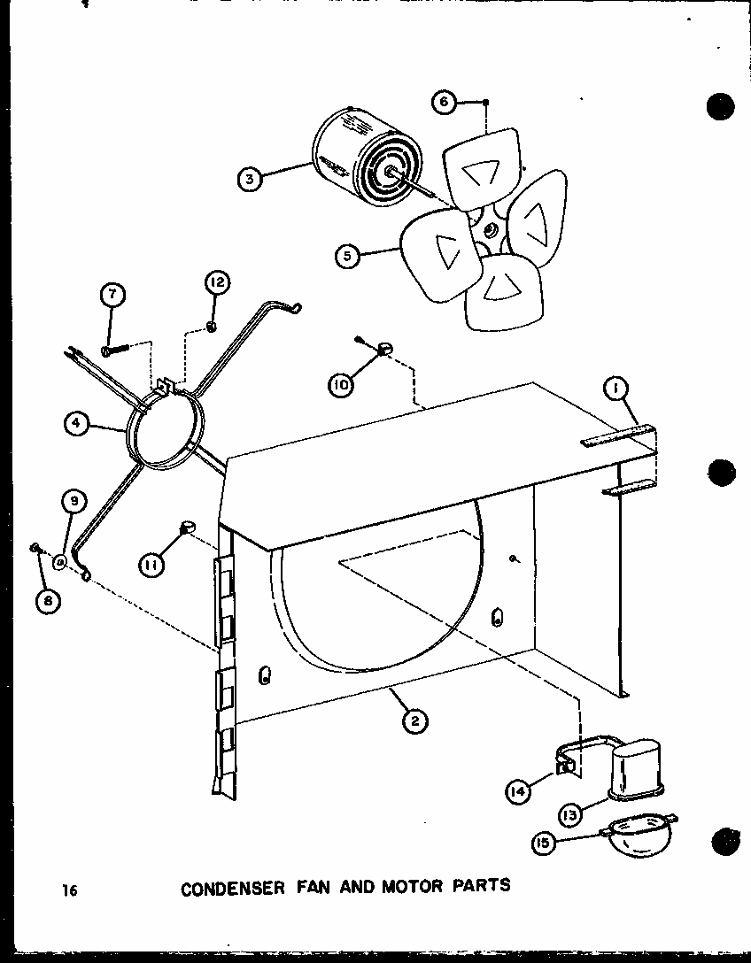 Condenser Fan And Motor Parts Diagram and Parts List for RHA48-003 P55201-50C Amana Air Conditioner