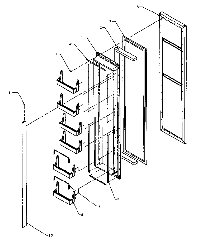 Freezer Door Diagram and Parts List for SBI20QE-P1162905WE  Amana Refrigerator