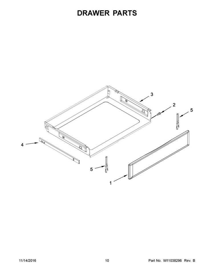 Drawer Parts Diagram and Parts List for MER8650FZ0  Maytag Range
