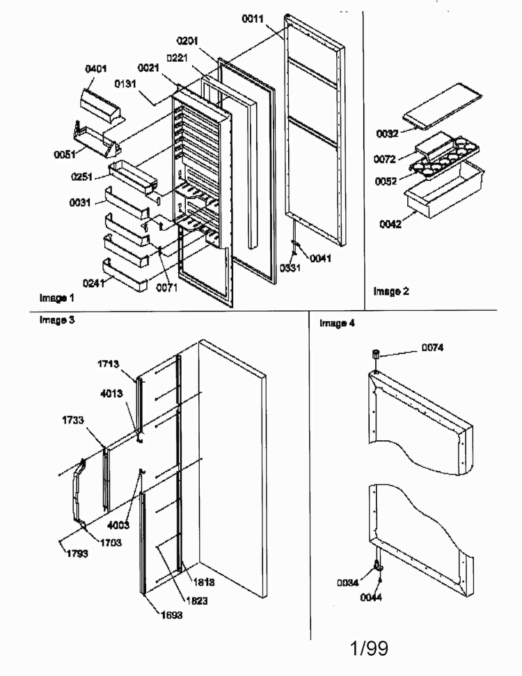 Refrigerator Door And Accessories Diagram and Parts List for SCD25TW-P1190426WW  Amana Refrigerator